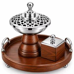 Brûleur d'encens en acier inoxydable SKIES TRADERS avec poignée en bois, diffuseur d'aromathérapie, porte-parfum - Product Image 2