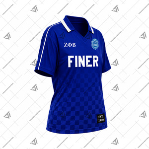 Ropa al por Mayor de la Hermandad Griega Zeta Phi Beta, Jersey Deportivo Personalizado para Mujer con Cuello en V, Sublimado con Diseño de Tablero de Ajedrez, para Fútbol - Product Image 2