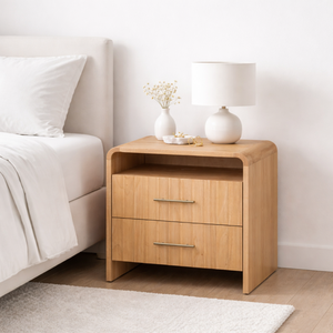 Colección RIVEO RANGE, Muebles de Dormitorio Modernos y Contemporáneos de Alta Gama, Mesa de Noche de Madera, Mesa Auxiliar Ensamblada con 2 Cajones - Product Image 6