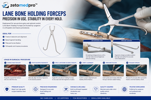 ชุดเครื่องมือผ่าตัดกระดูก LANE Bone Holding Forceps รุ่นแบบมีและไม่มีรัตเช็ต ขนาด 10 นิ้ว-17 นิ้ว ZETOMEDPRO ชุดเครื่องมือศัลยกรรมกระดูกและข้อ CE - Product Image 3