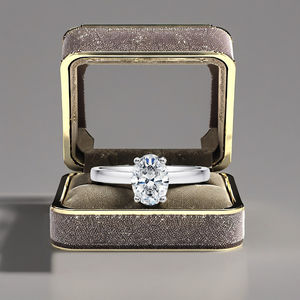 Anillo de compromiso solitario de diamante cultivado en laboratorio de corte ovalado de 1 quilate, joyería ética única chapada en rodio para mujer, joyería de boda - Product Image 1