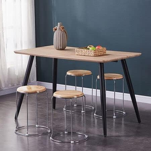 Modern Round Wood Top <b>Bar</b> <b>Stool</b> with Metal Frame Indoor Furniture Decor Durable <b>High</b> Quality Fast Delivery Living Room Seating - Product Image 2