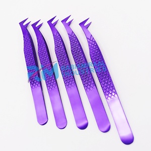 Ensemble de pinces à cils RMI Purple Eyelash Extension avec étui magnétique de couleur violette, étiquette privée, pinces en acier inoxydable de haute qualité - Product Image 2