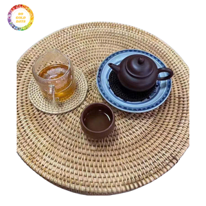 Plato Decorativo Desechable de Ratán Natural Tejido y Pintado a Mano, Estilo Vintage, Ecológico, para Restaurantes, Hoteles y Bodas, al por Mayor - Product Image 1