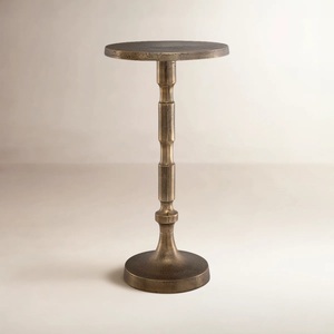 Mesa de Bar Redonda Clásica con Base de Pedestal, Acabado Texturizado, Diseño Compacto, Base Resistente, Ideal para Decoración de Hogar Refinada - Product Image 5