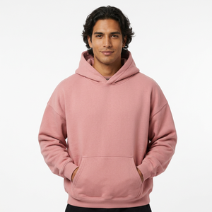 Sudadera con capucha rosa para hombre y mujer, informal, de color liso, de forro polar, con bolsillo canguro, top unisex de otoño - Product Image 2