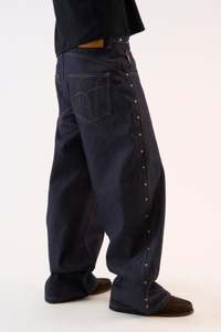 Jean en denim rétro pour homme, coupe ample, droit, motif effet eau, déchirures effet moustaches de chat, jambe large, taille mi-haute, pour hommes. Aucun avis pour le moment. - Product Image 4