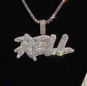 Mens 925 Silver Moissanite Custom <b>Name</b> Pendant Cuban <b>Chain</b> Iced Statement Necklace Personalised Hip Hop Gift for Men - Product Image 4