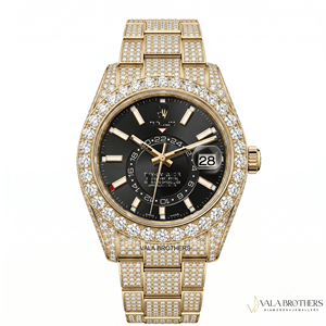 Reloj Rolax Skyy-Dweller con Diamantes Moissanite, Oro Amarillo, 40mm, Analógico, Cuarzo, Cristal de Zafiro, Cierre Desplegable, Diseño Antiguo - Product Image 5