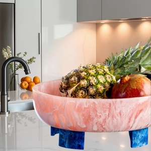 Tazón de Resina con Efecto Mármol Dorado Ámbar, Resistente al Calor, Sin Recubrimiento, Diseño Moderno, Estilo Imperial, para Servir en el Hogar, Vajilla para Fiestas y Bodas - Product Image 4