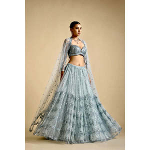 Vestidos de Noche FB, Lehenga Choli con Lentejuelas, Color Cielo, Talla M, 1200g, para Fiestas - Product Image 1