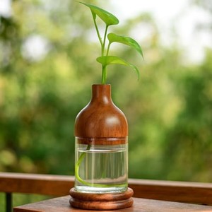 Sheesham Wood Planter Vase Wholesale | Handcrafted Two-Tone Wooden Flower Pot - Product Image 2