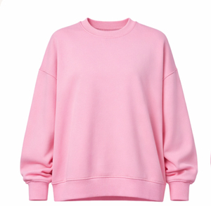 Sudadera Oversize de Cuello Redondo para Mujer, Color Rosa Sólido, Hombros Caídos, Manga Larga, Tejido de Algodón, Ropa de Otoño, ODM OEM - Product Image 2