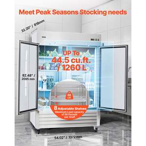 <b>Commercial</b> <b>Kitchen</b> <b>Refrigeration</b> <b>Equipment</b> 32.2 Width Reach Upright Freezer Auto-Defrost Stainless Steel 8 Adjustable Shelves - Product Image 4