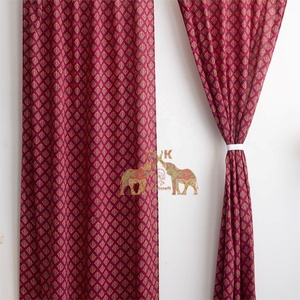Tissu de rideau en coton imprimé indien, design botanique bohème élégant, décoration d'intérieur haut de gamme - Product Image 5