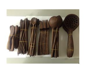 Cuchara de madera de nogal de estilo vintage con mango largo Herramienta de cubiertos aplicada de fábrica Mezclar utensilios de cocina para servir vajilla de sopa - Product Image 2