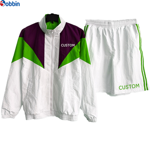 Nylon Windbreaker Tracksuits Plain Color Training Streetwear Short <b>Set</b> Men's Custom Breathable Plus Size 4XL Loose Fit Patchwork - Product Image 4