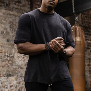 Wholesale Custom Heavyweight Oversized T Shirt Vintage Round Neck Line T Shirt Breathable Plain Oversized t Shirt for Men - Product Image 4