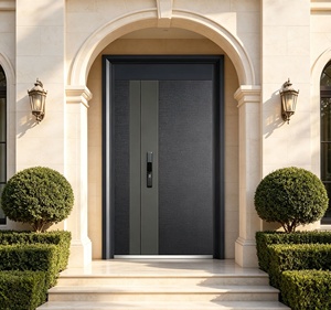 Porte d'entrée moderne en fer forgé, au design sophistiqué, résistante à la rouille et facile à assembler. - Product Image 3