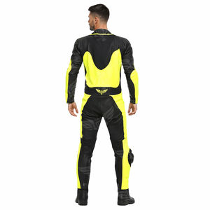 Combinaison de course en cuir Moto GP noire et jaune personnalisée, équipement de protection professionnel pour la moto, pour la course sur circuit - Product Image 4
