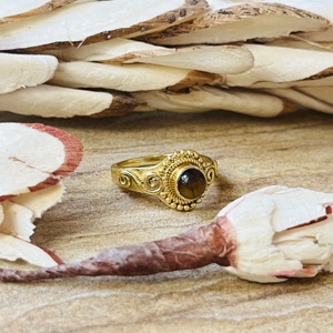 Elegant Style Tiger Eye <b>Ring</b> Vintage Brass Spiral Design <b>Ring</b> <b>Statement</b> Gold Plated Tribal <b>Ring</b> Bedded Texture Wholesale <b>Ring</b> - Product Image 3