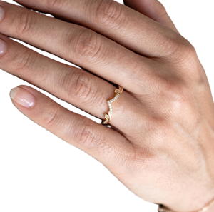 Wholesale Round Cut Lab Grown Diamond 18K Solid Gold Promise <b>Ring</b> Designer Statement Wedding Jewelry Minimalist Curved <b>Ring</b> - Product Image 6