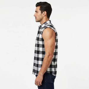 Camisa de Franela a Cuadros sin Mangas para Hombre, Cuello con Botones, Diseño Informal a Cuadros, Transpirable, de Algodón, para Verano - Product Image 3