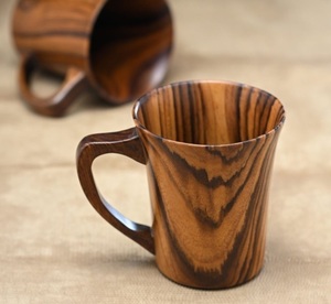 Rustic Wooden Mug Handmade Natural Solid Wood Coffee Cup Eco Friendly Drinkware for Tea Coffee Serving - Product Image 4