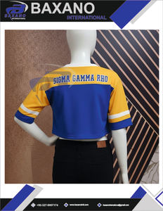 Camiseta Corta sigma gamma rho con 1922 y Letras Griegas en Azul Rey y Amarillo, Blusas Elegantes y Cómodas para Mujer - Product Image 5
