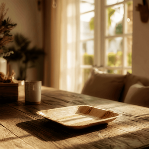 Assiette carrée jetable en feuille de palmier écologique de 20 x 20 cm - Product Image 4