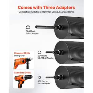 Foret diamanté à noyau sec de 6 pouces de diamètre, profondeur de perçage de 9-1/2 pouces, filetage interne 5/8-11, modèle 3 pour maçonnerie et béton - Product Image 3