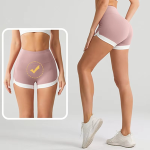 Women High Waist Solid Color Knitted Sport Shorts Quick Dry Spandex Polyester Material - Product Image 2