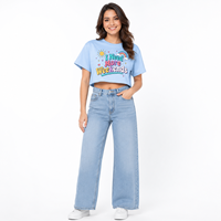 T-shirt court personnalisé pour femme, manches courtes, col rond, 100 % coton, imprimé en relief, décontracté, respirant, coupe régulière, haute qualité