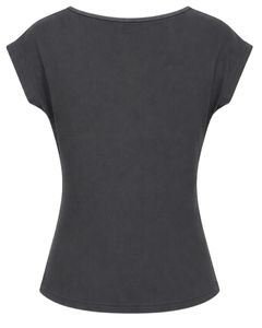 Camiseta Informal para Mujer, Color Gris Oscuro, con Cuello de Flores, Suave y Transpirable, Blusa de Verano de Manga Corta, Personalizada por el Fabricante - Product Image 2