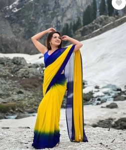 Sari Moderno Indio Estilo Bollywood para Fiestas y Uso Diario, en Rayón Georgette con Diseño Reversible - Product Image 4