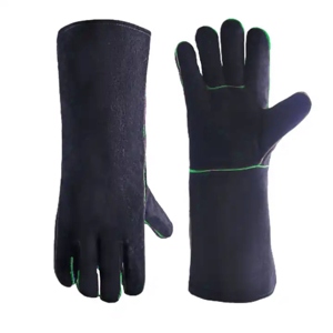Gants de soudeur haute performance en cuir de vachette pleine fleur, vêtements de sécurité réfléchissants pour la sécurité au travail industriel - Product Image 2