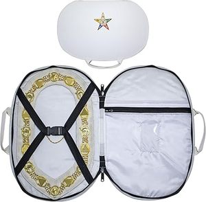 OES Chain Collar Case <b>White</b> (Improved Design), Eastern Star Hand Embroidery Emblem | Freemason Carrying Cases & Bags - Product Image 1