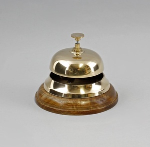 Polished <b>Solid</b> Brass <b>Desk</b> Bell with <b>Wooden</b> Base Professional Hotel Reception Call Bell for Front <b>Desk</b> and Luxury Office Decor - Product Image 6