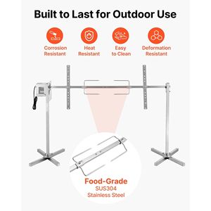 8-Level Height Electric Rotisserie Grill Kit 88 Lbs Load Capacity 38 AC120V <b>BBQ</b> Grills with 120V 38" Rotisseries Kit - Product Image 6