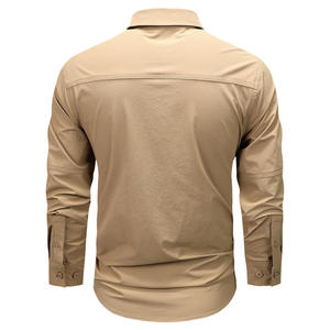 เสื้อเชิ้ตผู้ชาย OEM 2026 แขนยาว แห้งเร็ว ผ้าฝ้าย 100% คอตั้ง แนวทหาร เหมาะสำหรับเดินป่า ปีนเขา ล่าสัตว์ ใส่ได้ทั้งแบบทางการและลำลอง - Product Image 2