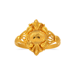 Bague en or pour femme Evercherish Gold Baby Ring, luxe, or 18 carats, motif floral en forme de feuille, ovale classique au centre, bijoux en or traditionnels pour mariage - Product Image 3