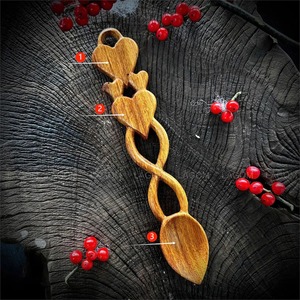 Unique Handcrafted Gold Plated Wooden Spoon <b>Mirror</b> Polish Long Handle for Indian Traditional Dishes Home Kitchen Decor Gift - Product Image 2