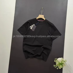 Camiseta de Verano Casual para Hombre, 100% Algodón, Manga Corta, Corte Holgado, Color Sólido Simple, Logotipo Bordado, Camisetas Tejidas - Product Image 4