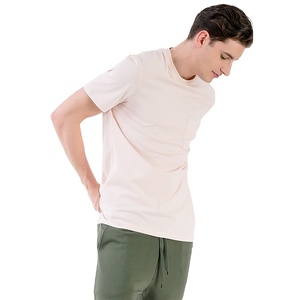 T-shirt pour homme avec logo personnalisé, manches courtes, col rond, poche avant, tissu en coton respirant, chemise légère - Product Image 4