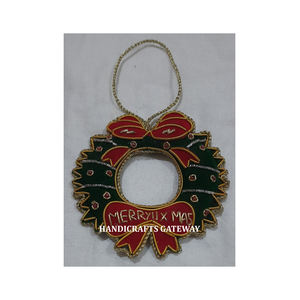 Personnaliser la forme nouvelle Zari broderie arbre de Noël suspendus ornements tissu matériel multicolore utilisé pour le Ramadan Festival décor - Product Image 4