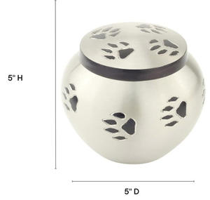 Urne funéraire en laiton pour cendres d'animaux de compagnie, motif empreintes de pattes, gravée, pour cendres funéraires, fournitures funéraires - Product Image 2