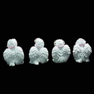 Ensemble de figurines d'anges artisanales avec sculptures de chérubins sereins, couronnes florales, art décoratif spirituel pour la maison, la fenêtre ou l'étagère - Product Image 4