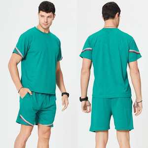 Ensemble deux pièces pour homme : T-shirt ample à manches courtes 100 % coton et short décontracté, style jogging délavé, respirant - Product Image 3