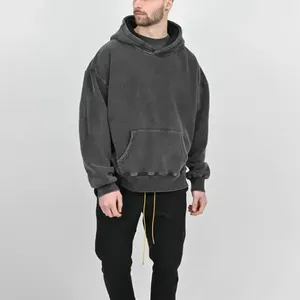 Tendance : Sweat à capuche personnalisé brodé de strass, effet délavé, écologique, streetwear hiver, décontracté, 100% coton, imperméable, polaire 340g - Product Image 4