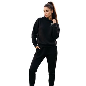 Women's <b>Black</b> <b>Hoodie</b> and Jogger Pants Two Piece Casual Athletic Tracksuit Set - Product Image 5